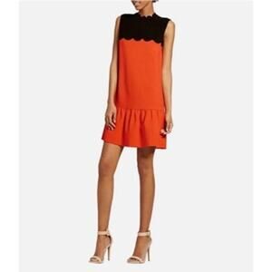 Victoria Beckham For Target NWT Orange Dress Scalloped Drop Waist L Posh Spice